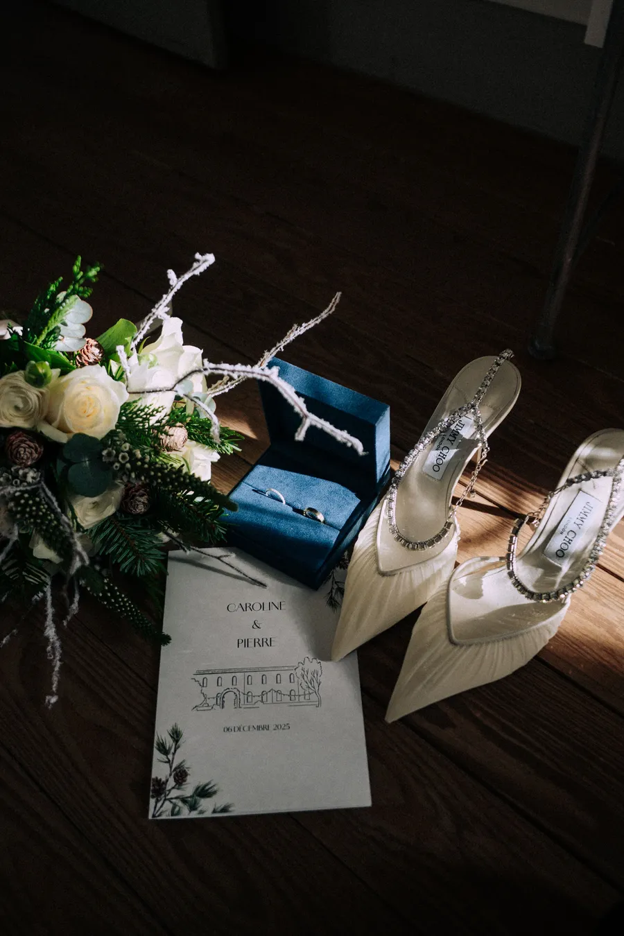 Papeterie et chaussures du mariage de Caroline et Pierre